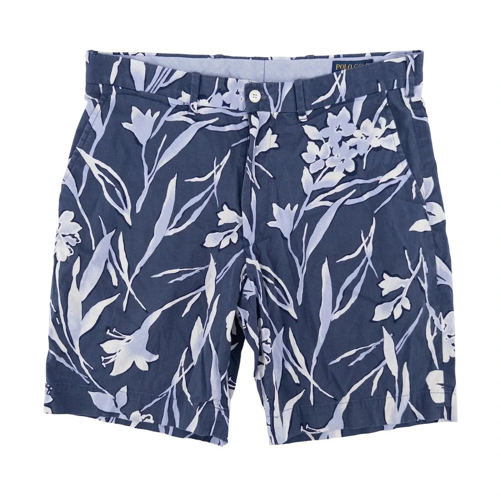 Polo Ralph Lauren Mens 33 Golf Classic Fit Shorts‎ Blue Floral Cotton Hawaiian